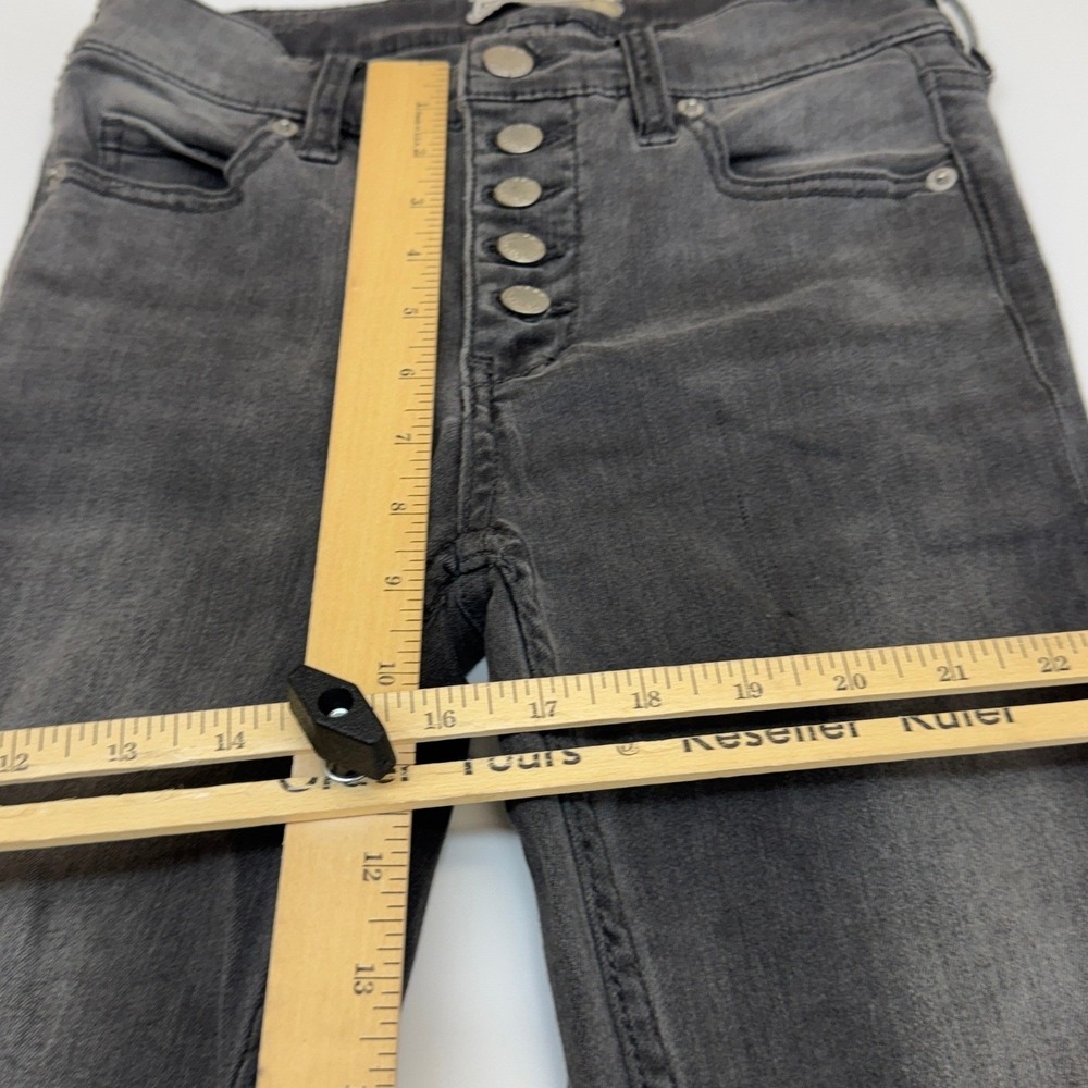 Free People Jeans Womens 26 Gray High Rise Button Fly Raw Hem Skinny Boho Indie - Picture 8 of 10